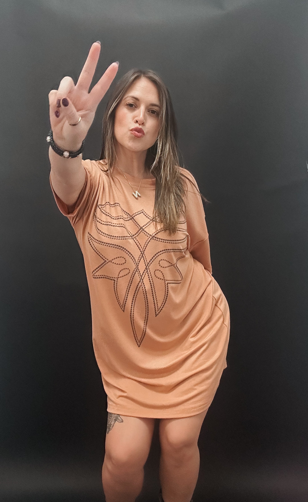 Western Boots Stitch Tshirt Dress