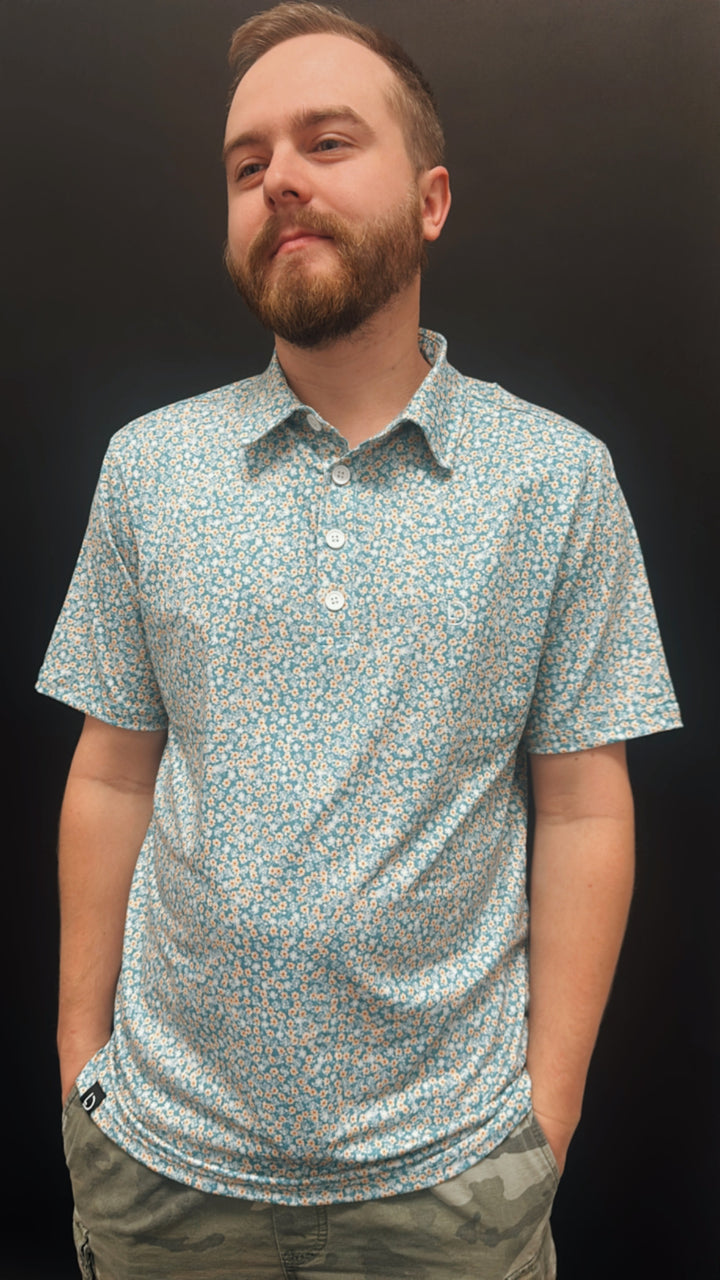 Teal Floral Polo
