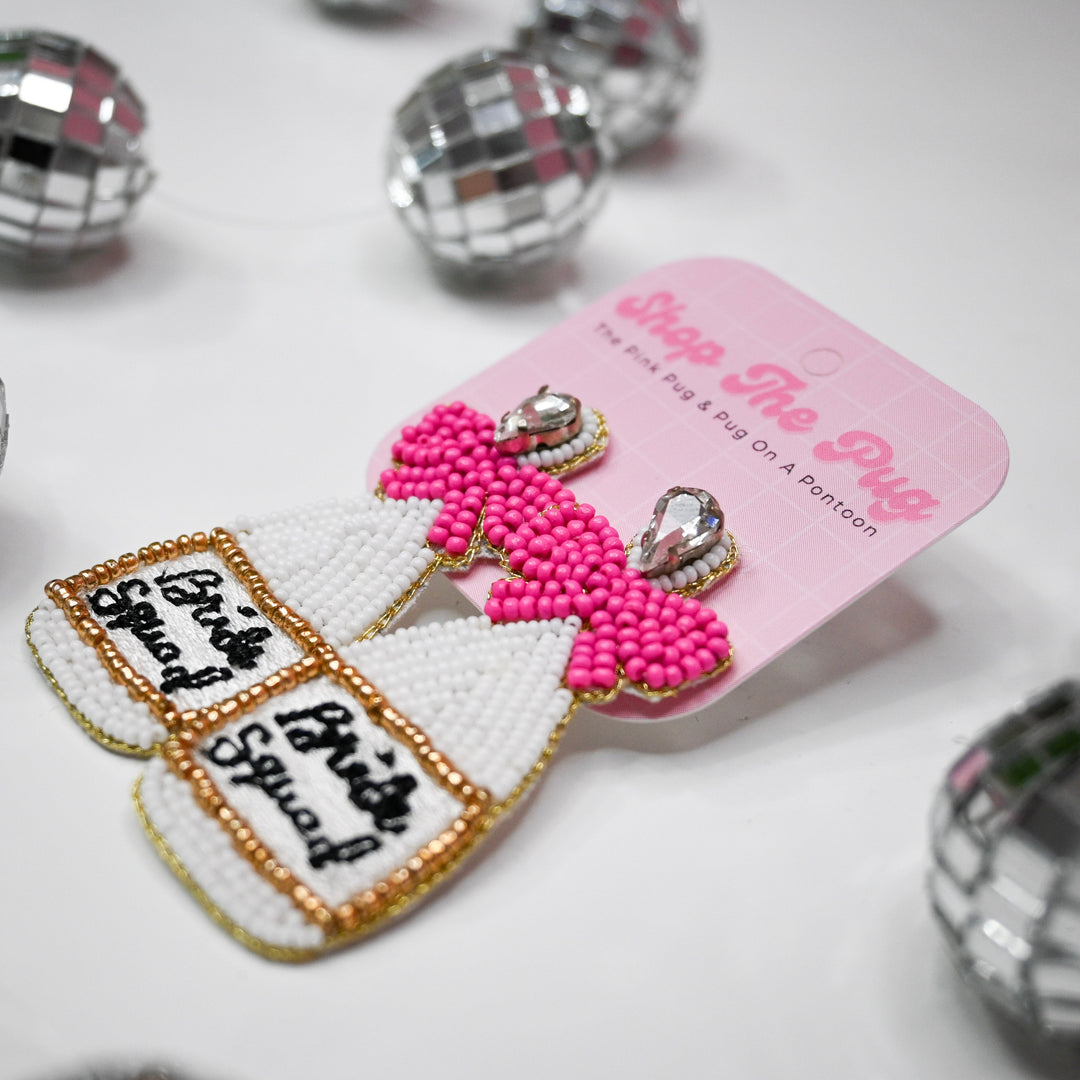 Bride Squad Champagne Beaded Earrings