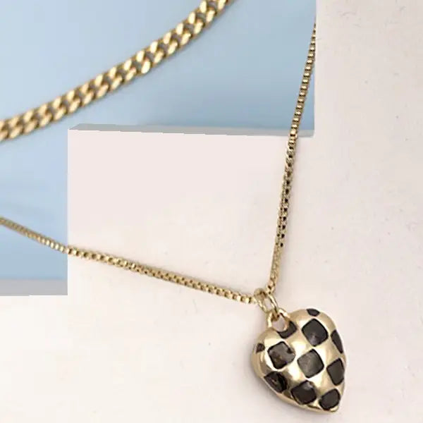 The Charlie Checker Heart Charm Necklace