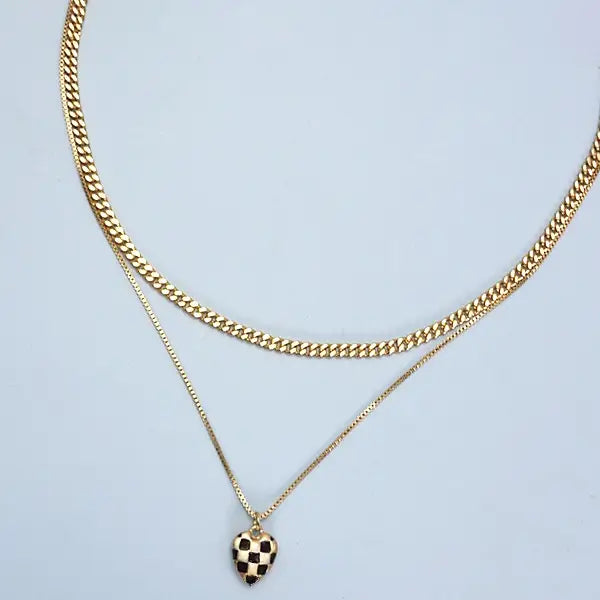 The Charlie Checker Heart Charm Necklace