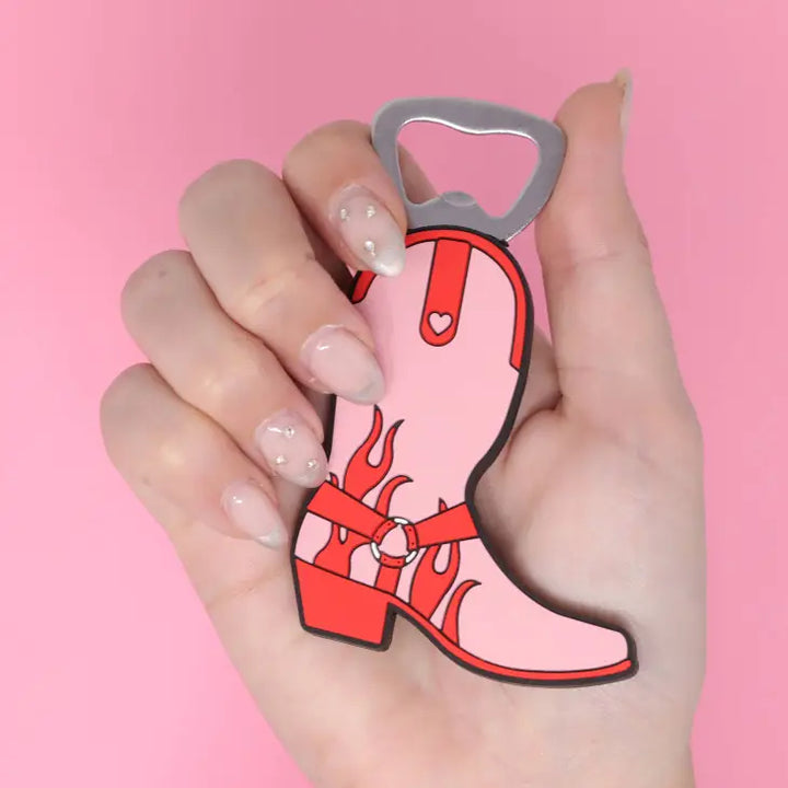 Pink Cowboy Boot Bottle Opener