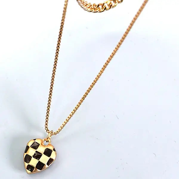 The Charlie Checker Heart Charm Necklace