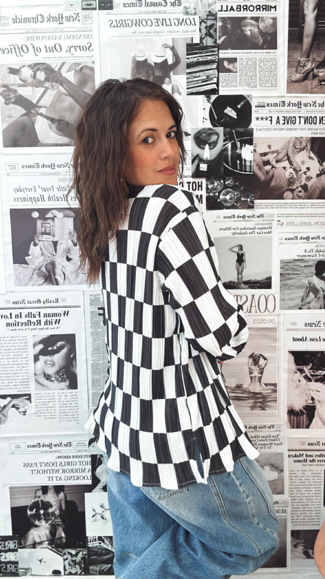The Dani Checkered Plisse Top/Bottom