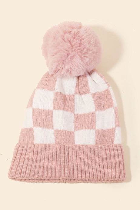 The Checkered Pattern Pom Beanie