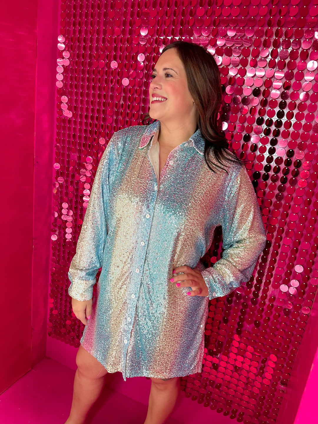 The Kensey Sequin Shirt Dress