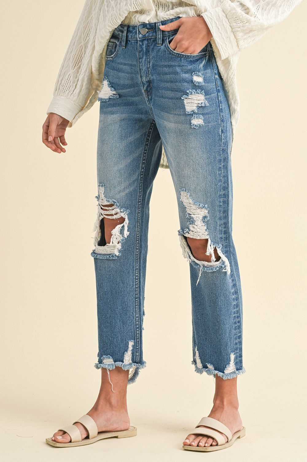 The Kenna Distressed Crop Jeans