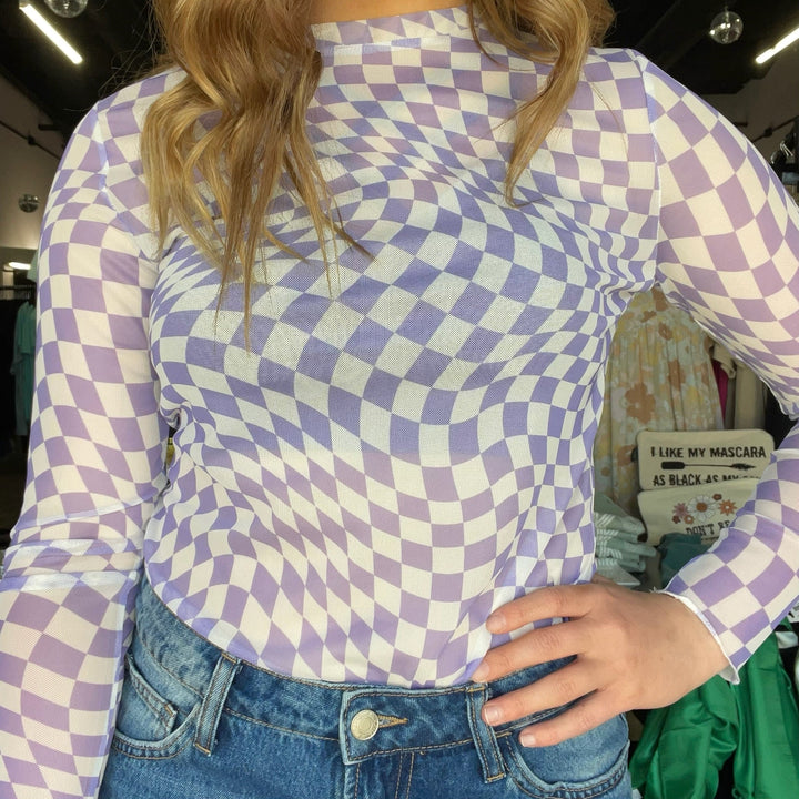 Checker Board Long Sleeve Top